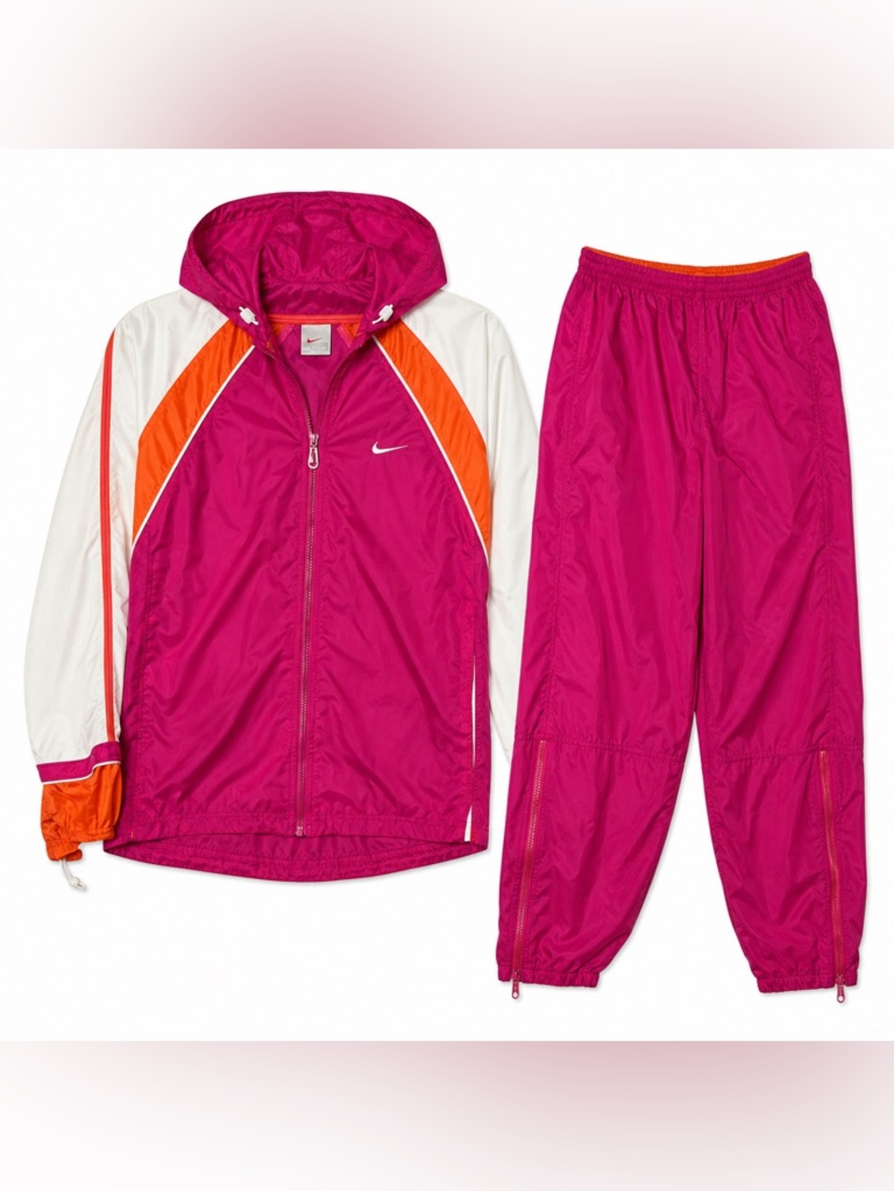 Vintage Nike Windbreaker Tracksuit Women Oversize‎  Large Retro Pink Orange